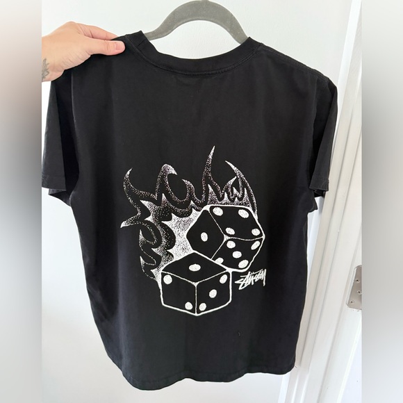 Stüssy Black Fire Dice Tee Heavyweight Streetwear Grail Fits Men’s M Women’s L - Picture 1 of 7